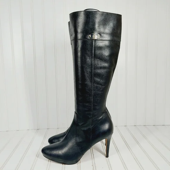 Coach Shoes Coach Grace Black Leather Slip On High Heeled Tall